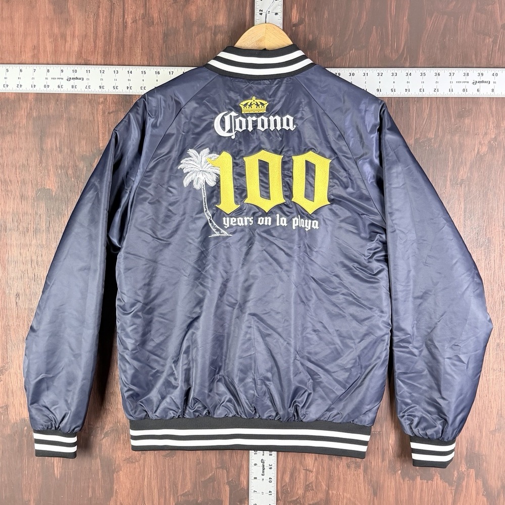 Corona Bomber Jacket XL "100 Years on‎ La Playa" Navy Full Back Embroidery NWT